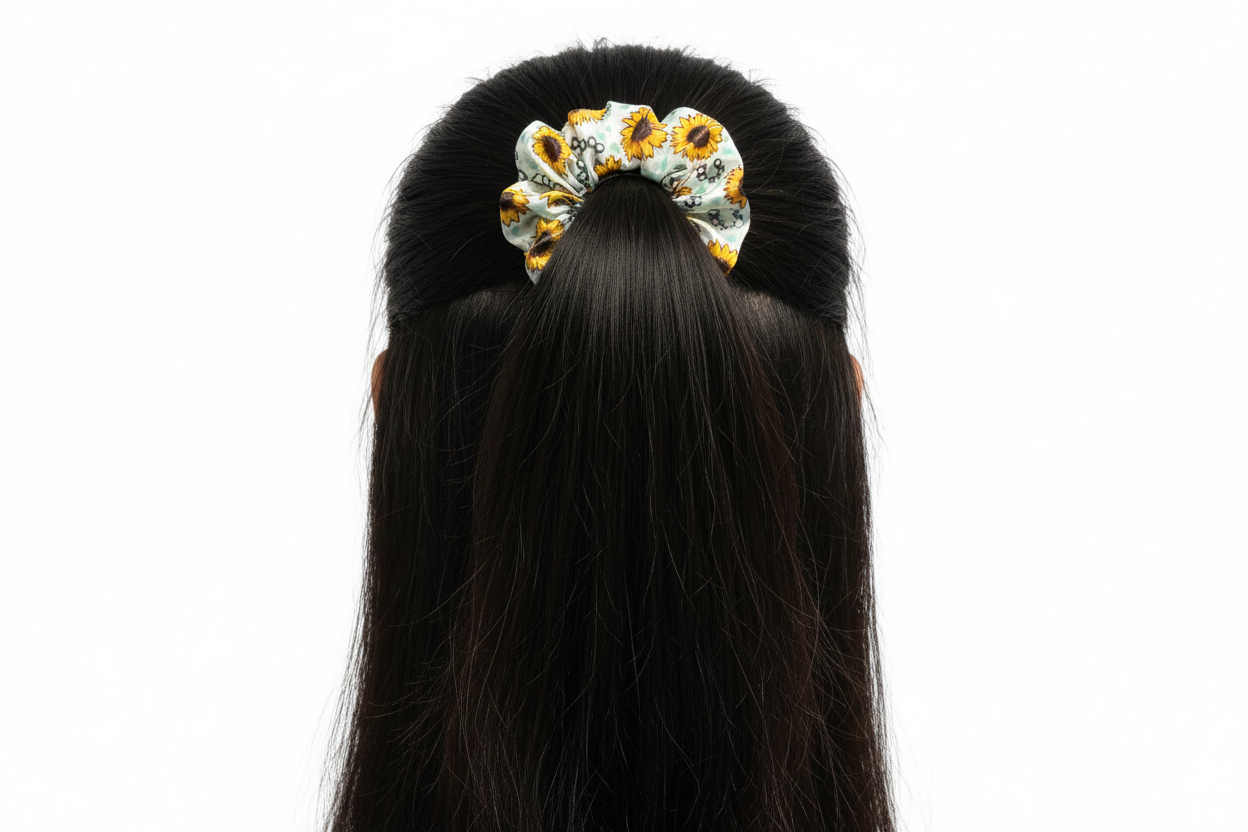 Sunflower Concha Hair Scrunchie