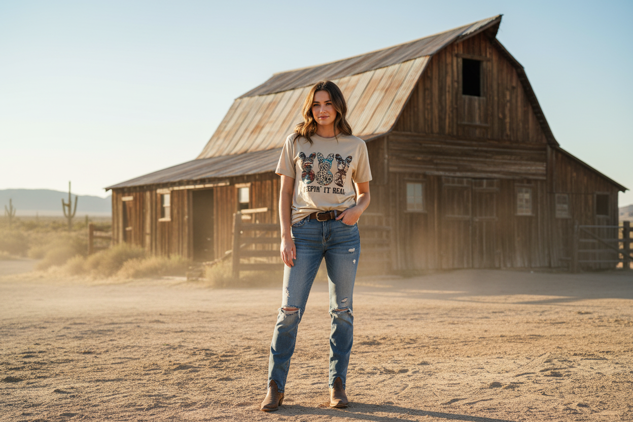 Western Style Easter Peppin it Real Graphic Tshirt