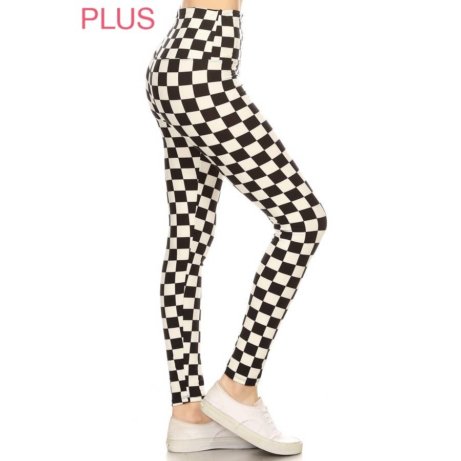 Checkered Black and White Plus Size Leggings