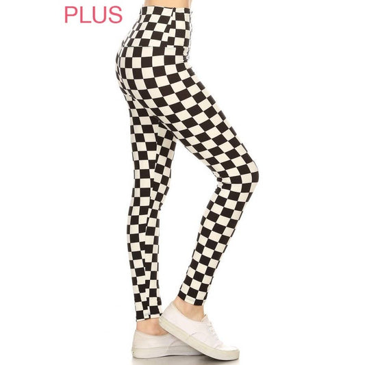 Checkered Black and White Plus Size Leggings