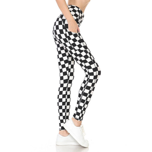 Checkered Premium High Waist Activewear Leggings