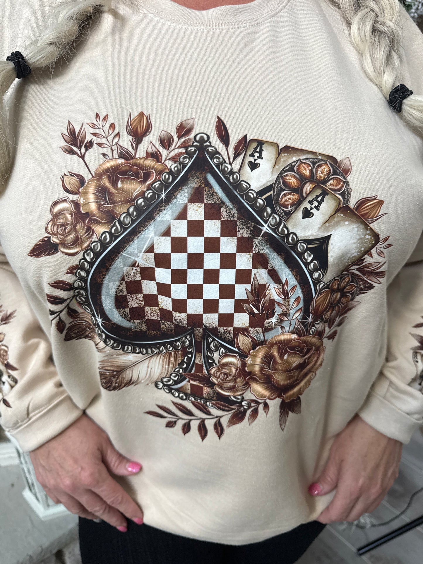 Checkered Brown Spade Sweatshirt