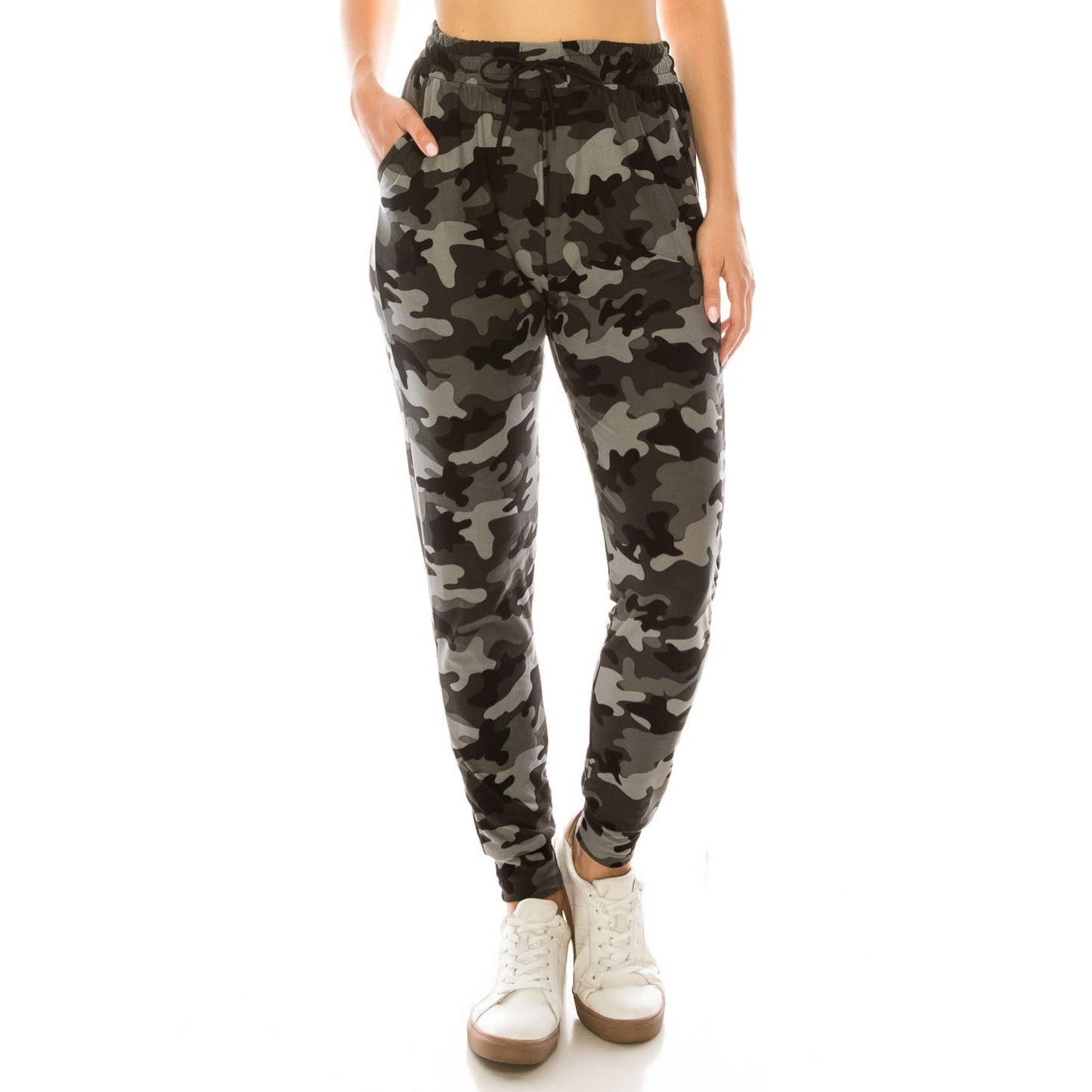 Camo Print Joggers with Drawstring