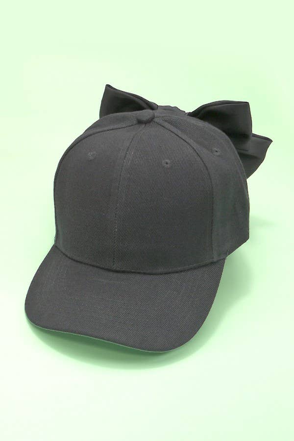 BIG BOW RIBBON BASEBALL HAT CAP Black