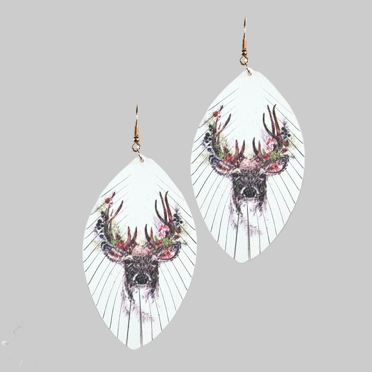 Reindeer Print Leather Earrings