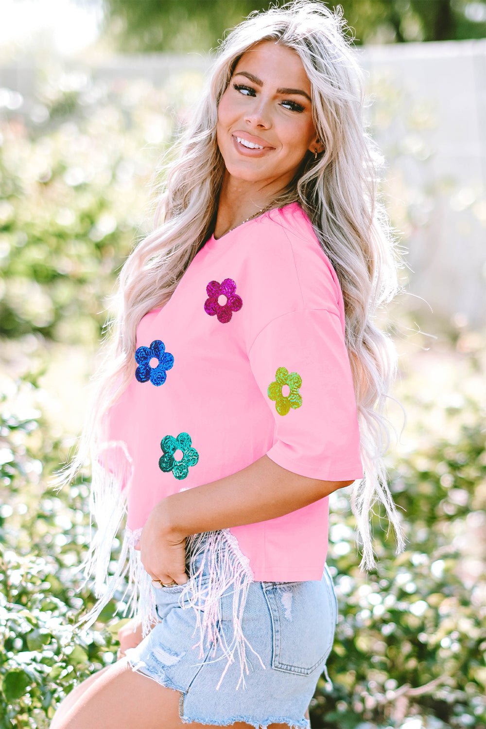 Flower Sequin T-Shirt