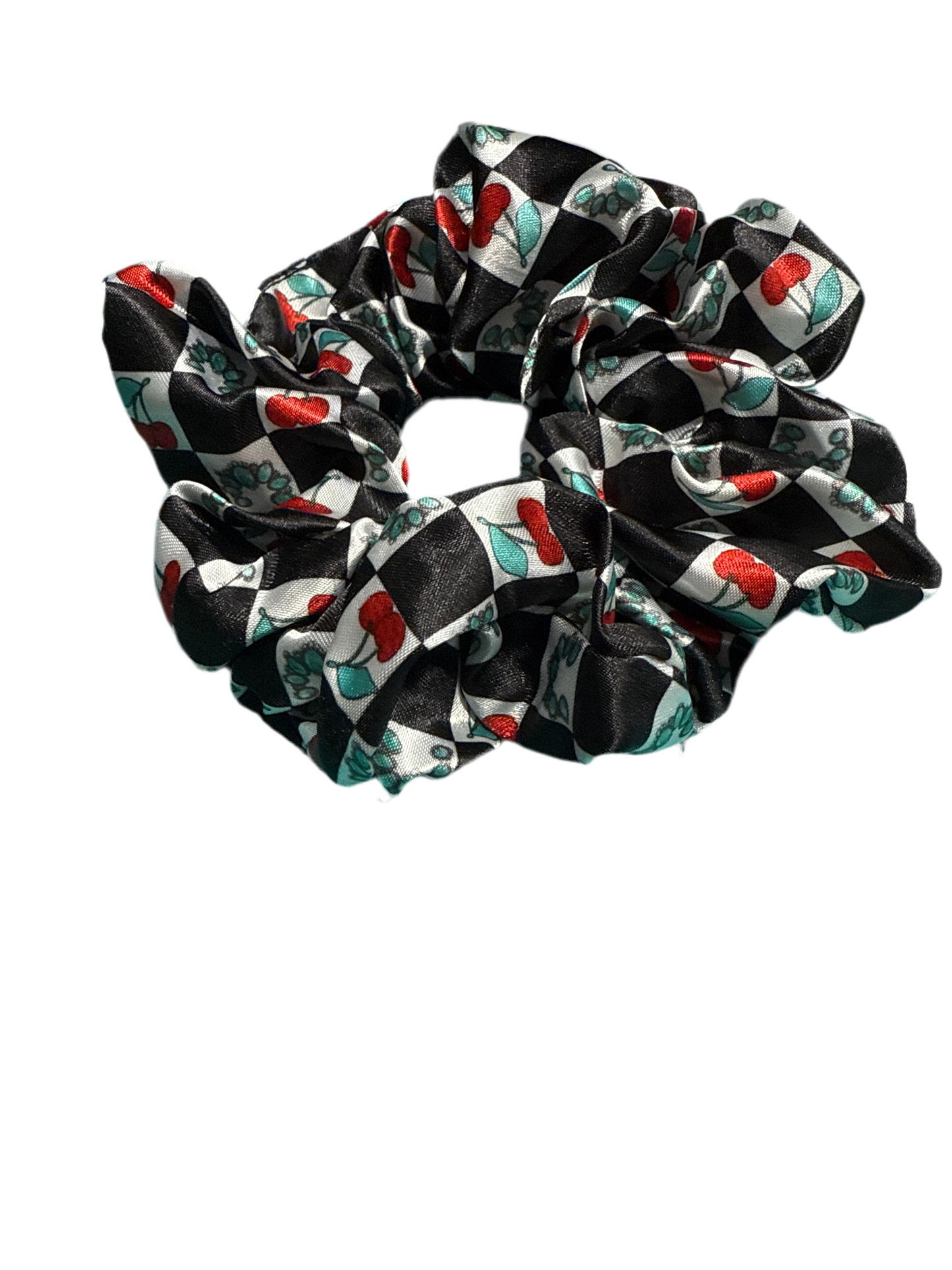 Checkered Cherries Scrunchie