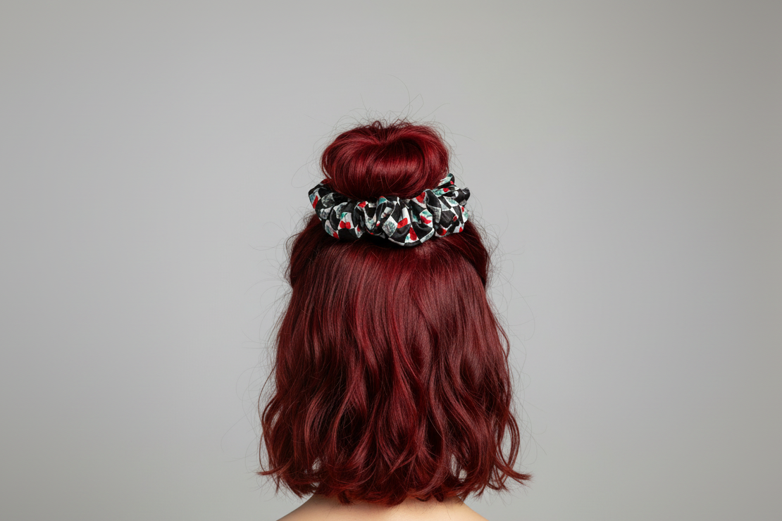 Checkered Cherries Scrunchie