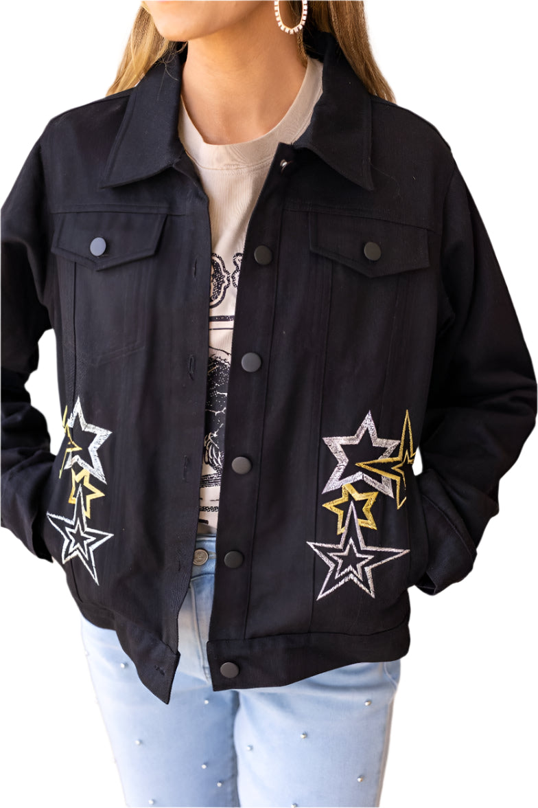 Cosmic Cowgirl Black Denim Jacket