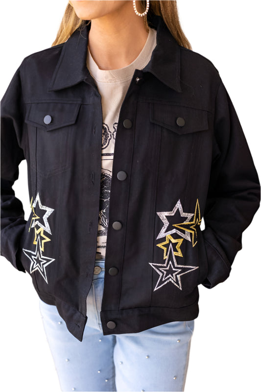 Cosmic Cowgirl Black Denim Jacket