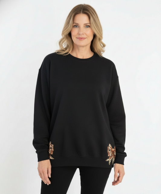 Cheetah Side Bows Graphic Sweatshirt