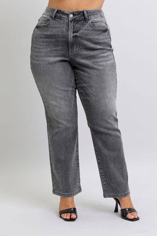 HW Rhinestone Straight: Gry / 14W