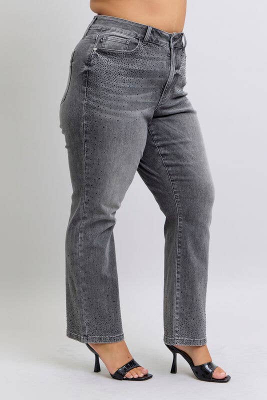 HW Rhinestone Straight: Gry / 18W