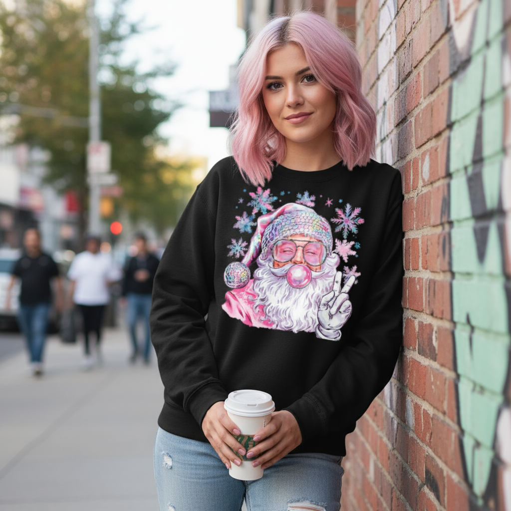 Disco Santa Christmas Graphic Sweatshirt