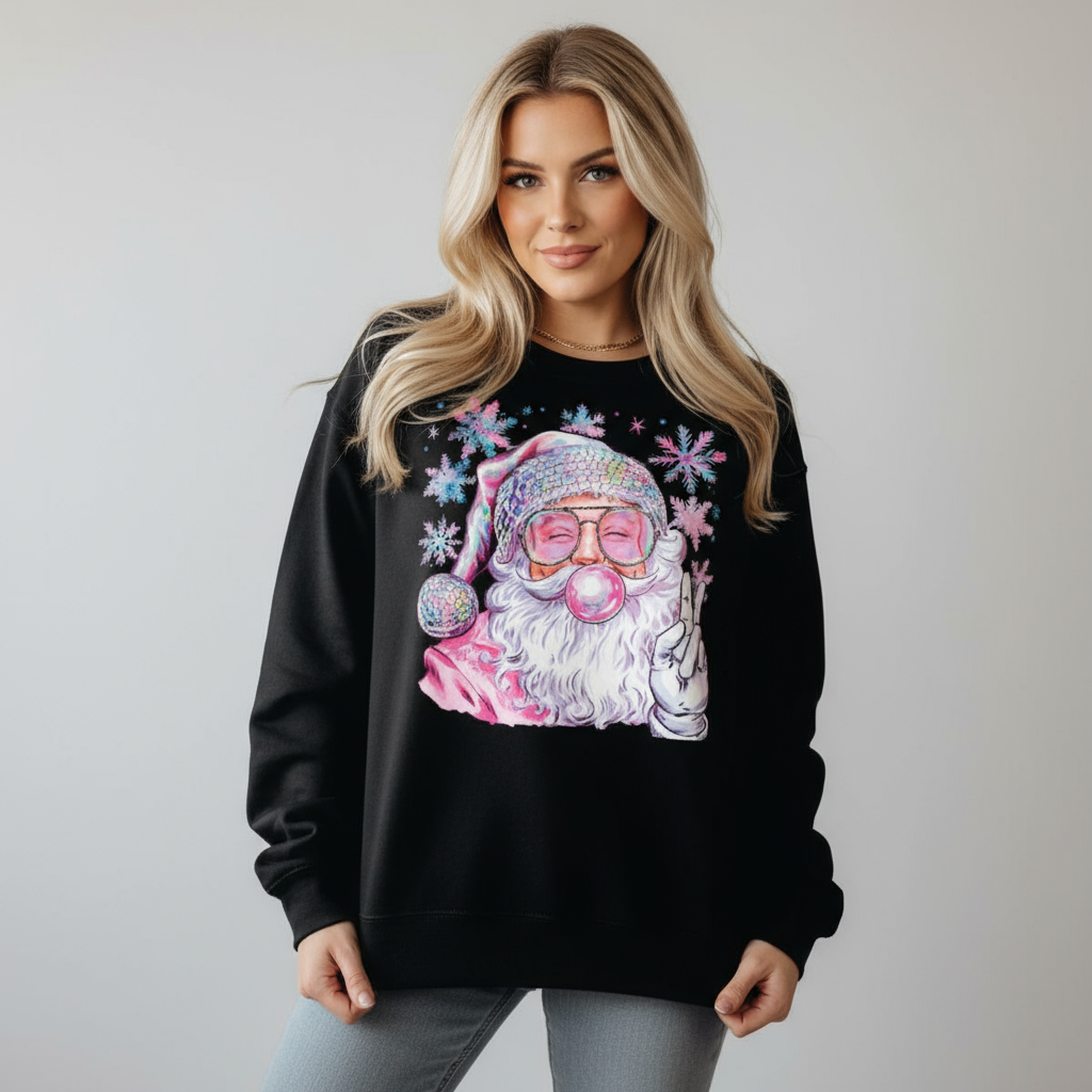 Disco Santa Christmas Graphic Sweatshirt