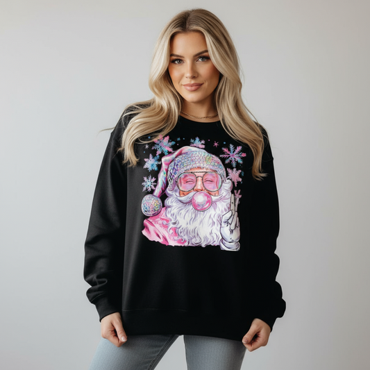 Disco Santa Christmas Graphic Sweatshirt