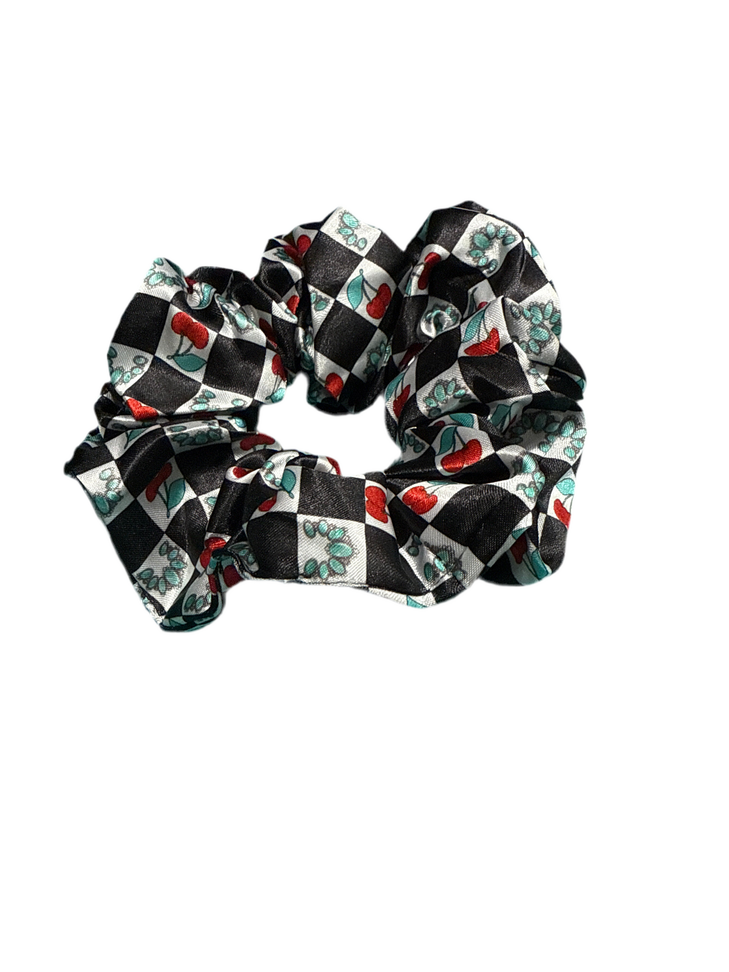 Checkered Cherries Scrunchie