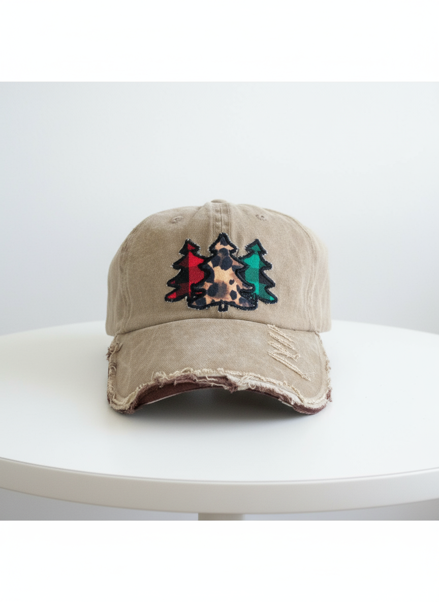 Christmas Tree Distressed Ballcap