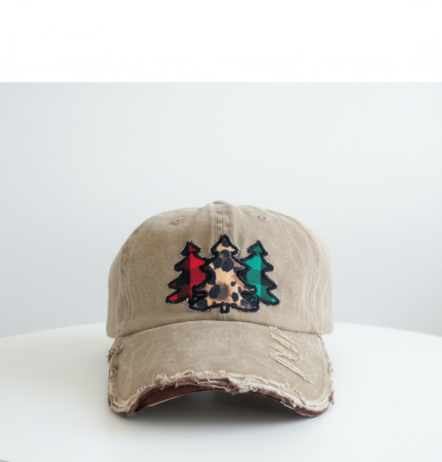 Christmas Tree Distressed Ballcap
