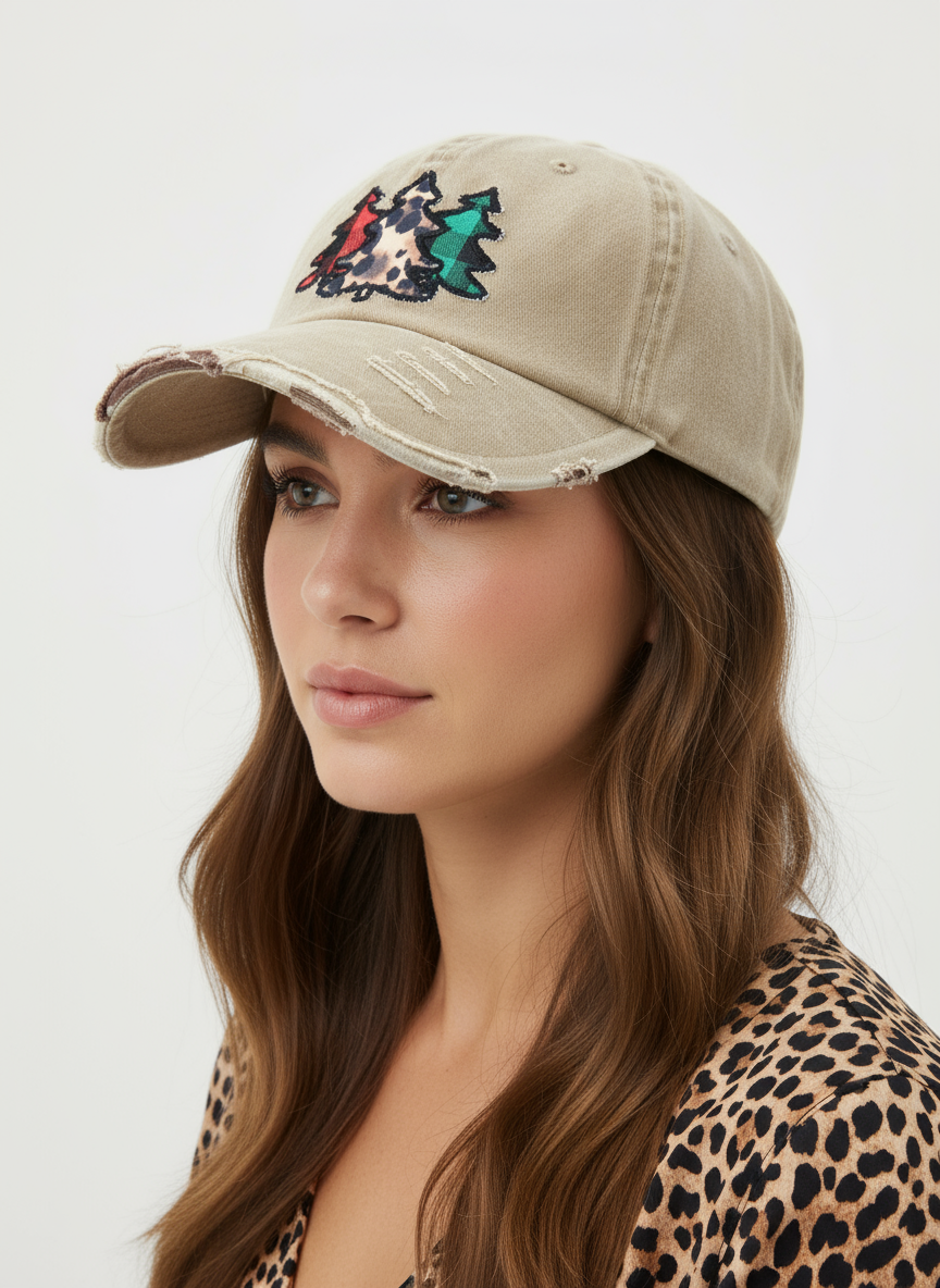 Christmas Tree Distressed Ballcap