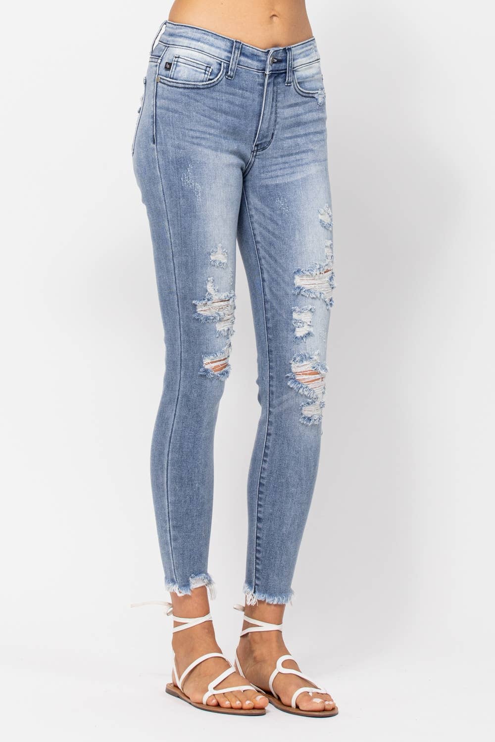 MID-RISE SKINNY DESTROYED (Size 15 only): MD / 15(32)