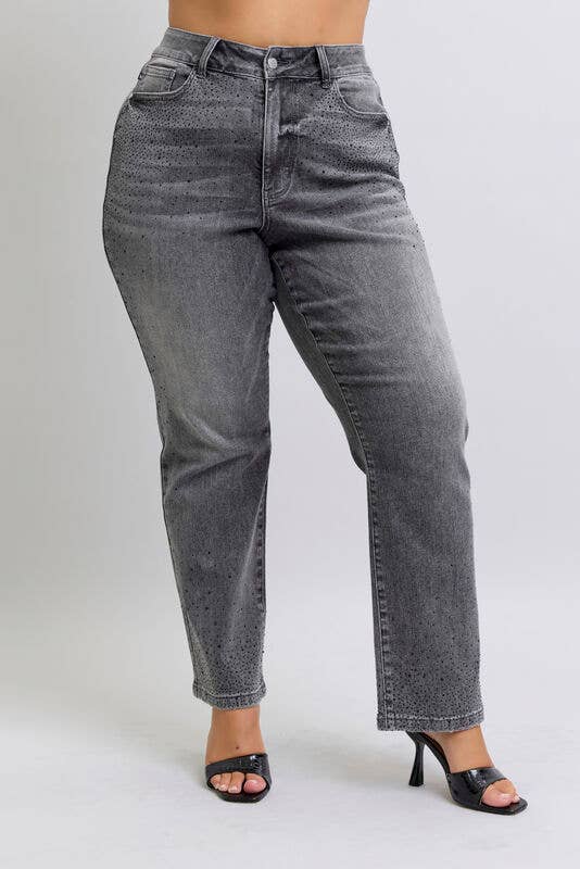 HW Rhinestone Straight: Gry / 14W