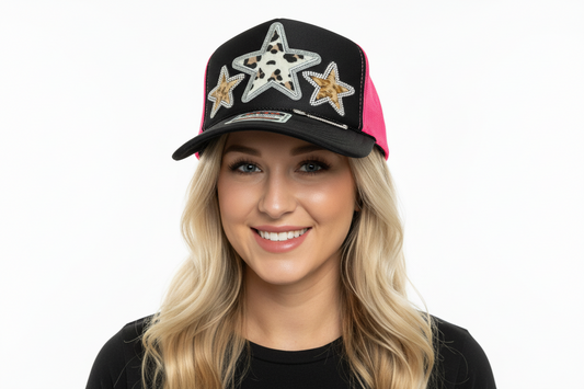 Leopard Silver Star Trucker Hat