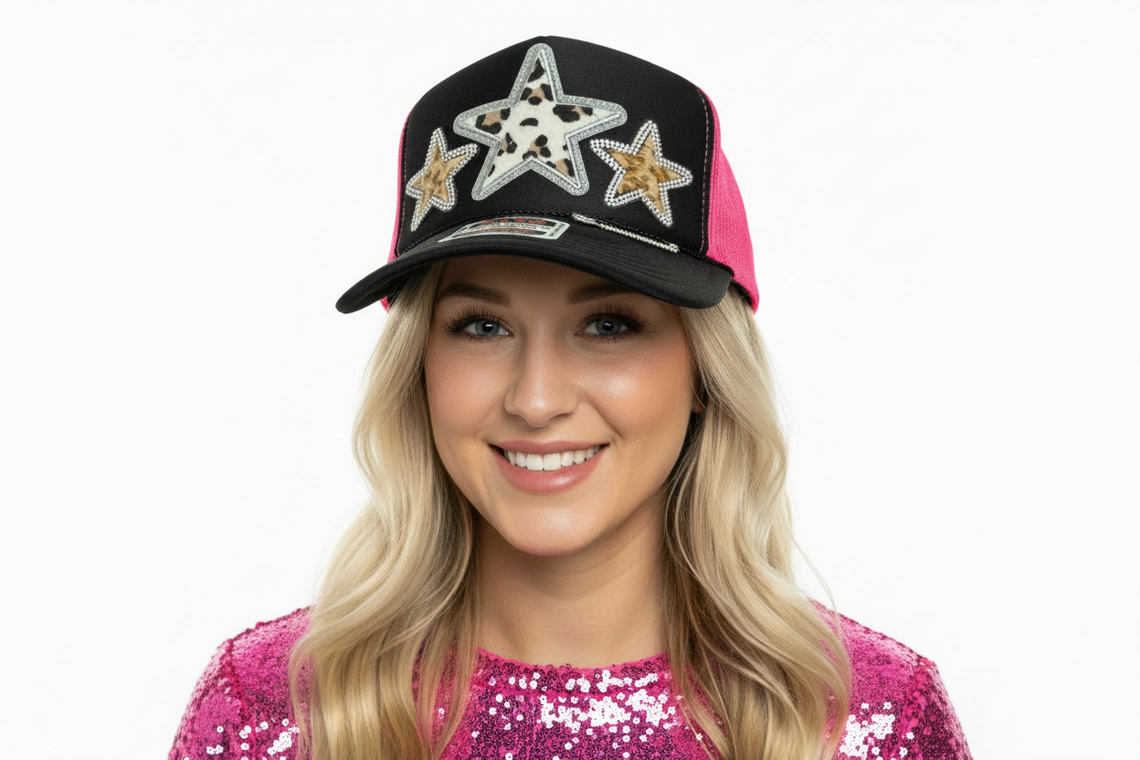 Leopard Silver Star Trucker Hat