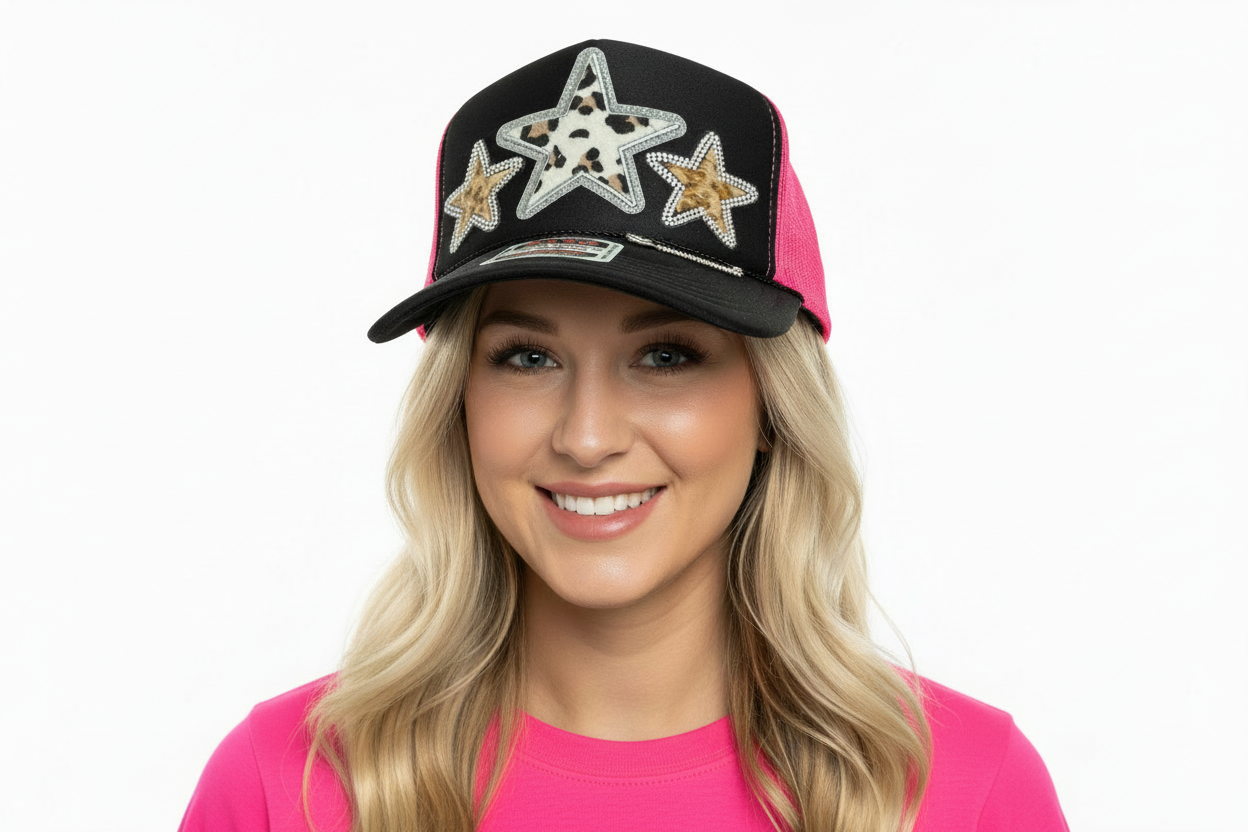 Leopard Silver Star Trucker Hat