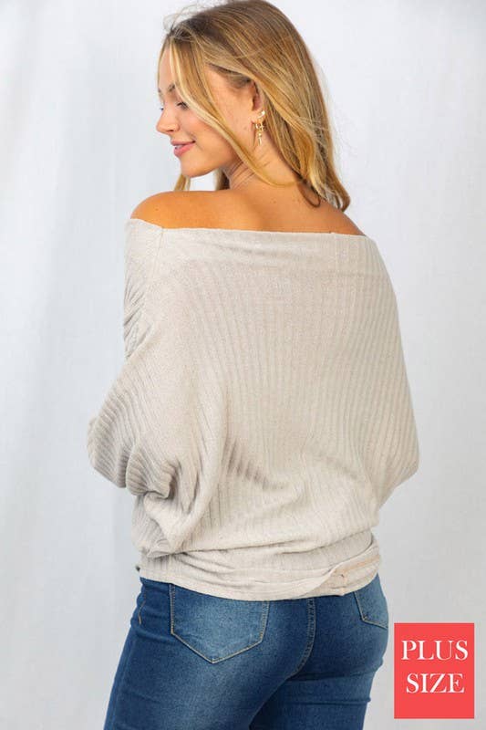 Long Sleeve Solid Knit Top Natural