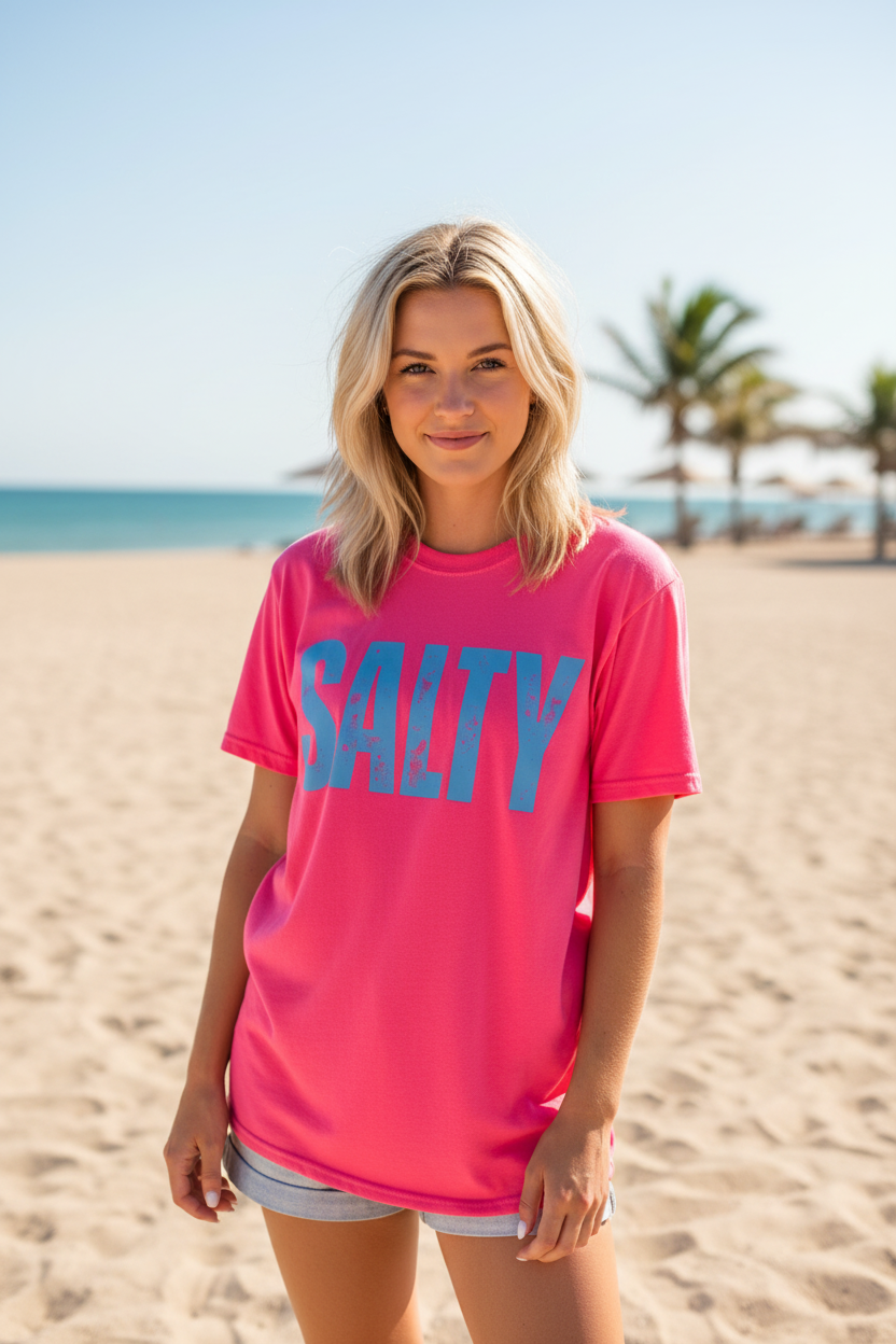 SALTY Neon Pink Graphic T-shirt