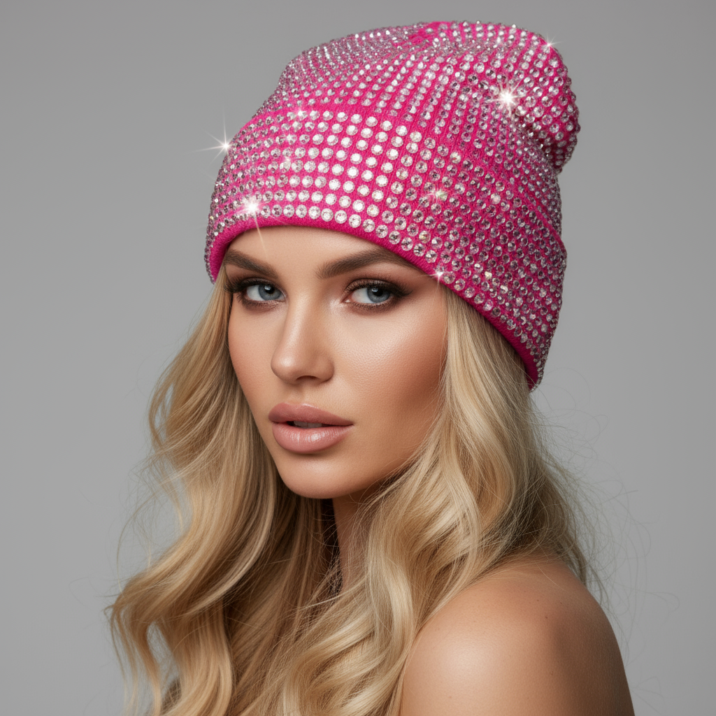 Rhinestone Studded Beanie Hats