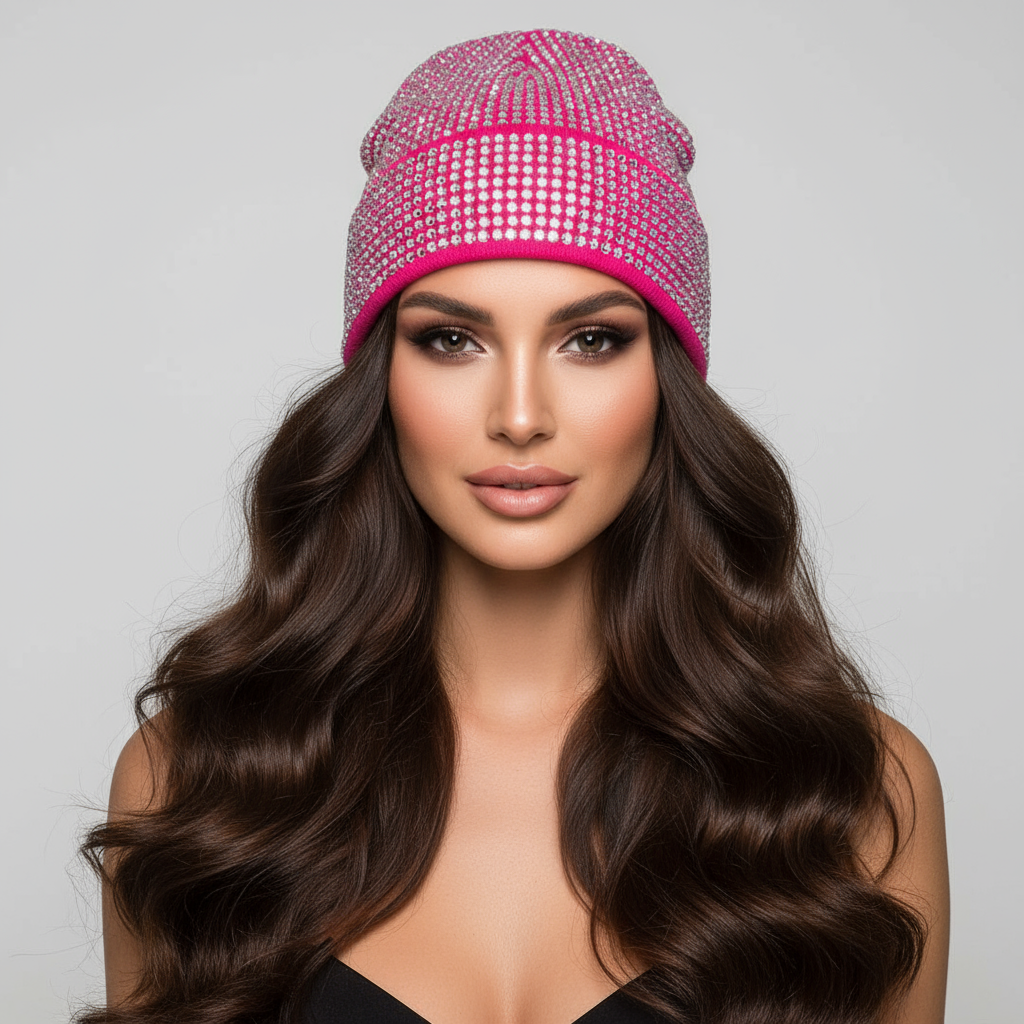 Rhinestone Studded Beanie Hats