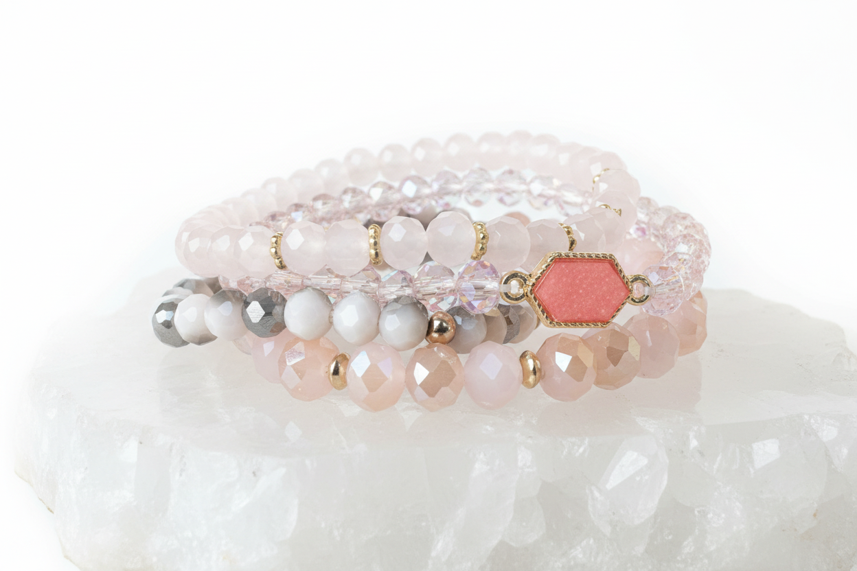 Hello Gorgeous Pink Bracelet Stack