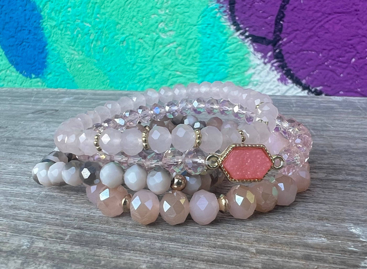 Hello Gorgeous Pink Bracelet Stack