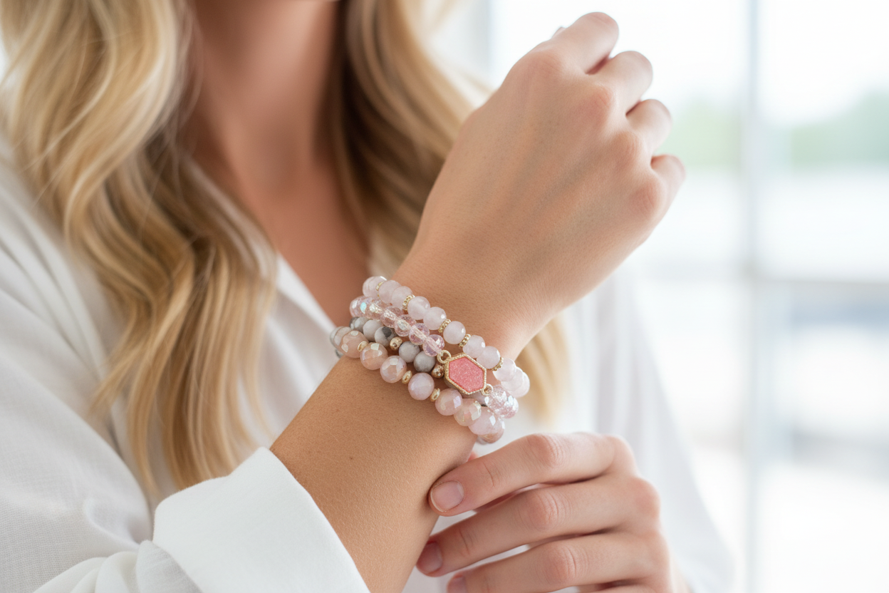 Hello Gorgeous Pink Bracelet Stack