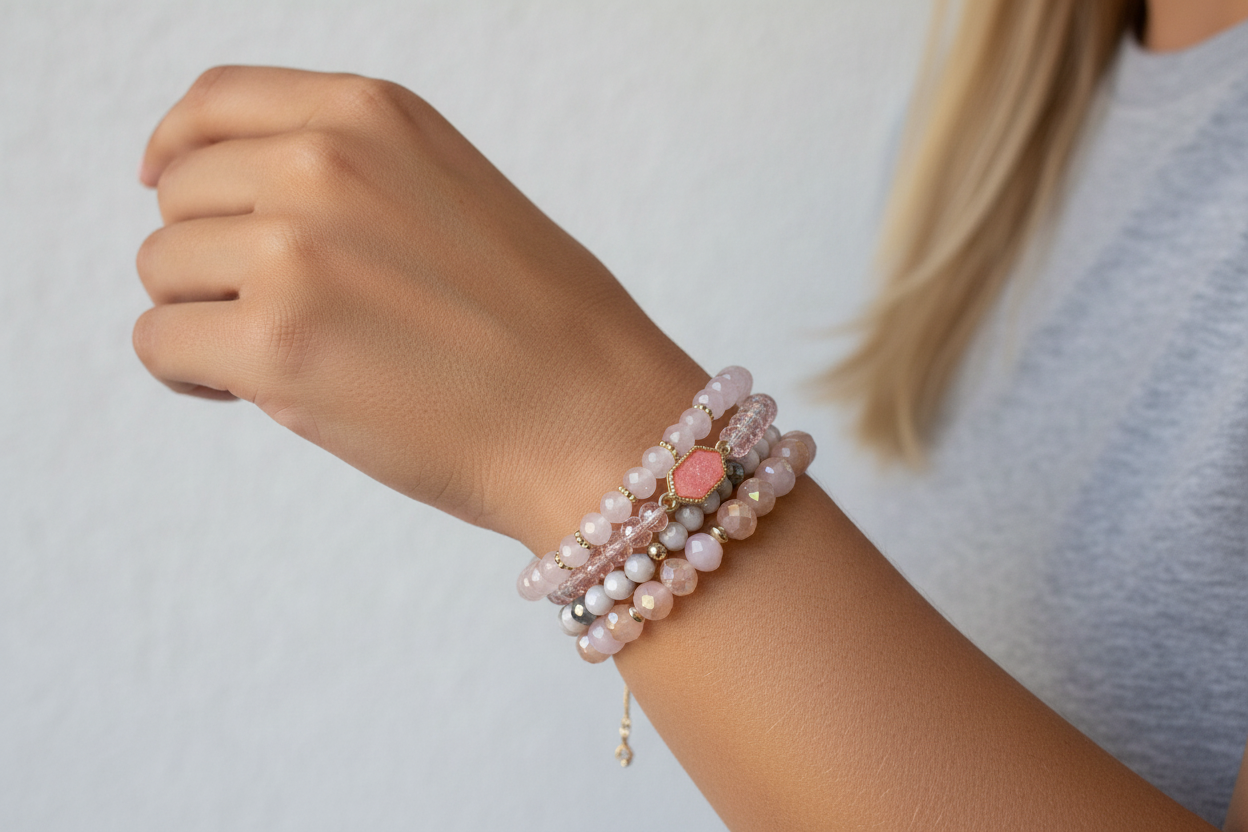 Hello Gorgeous Pink Bracelet Stack