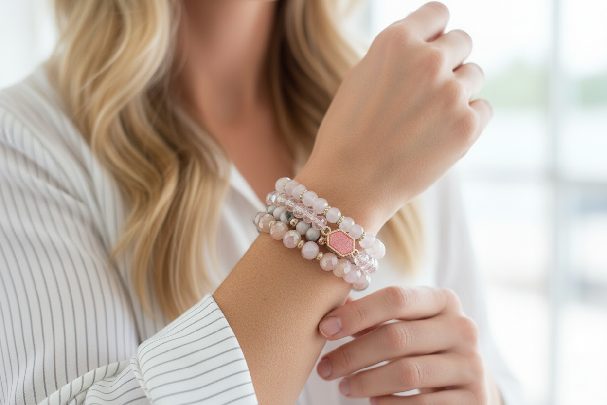 Hello Gorgeous Pink Bracelet Stack