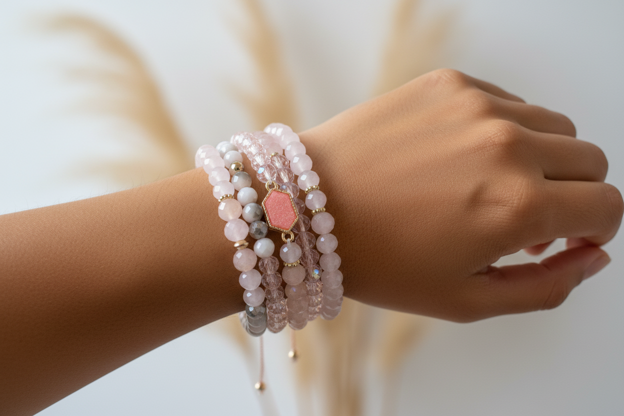 Hello Gorgeous Pink Bracelet Stack