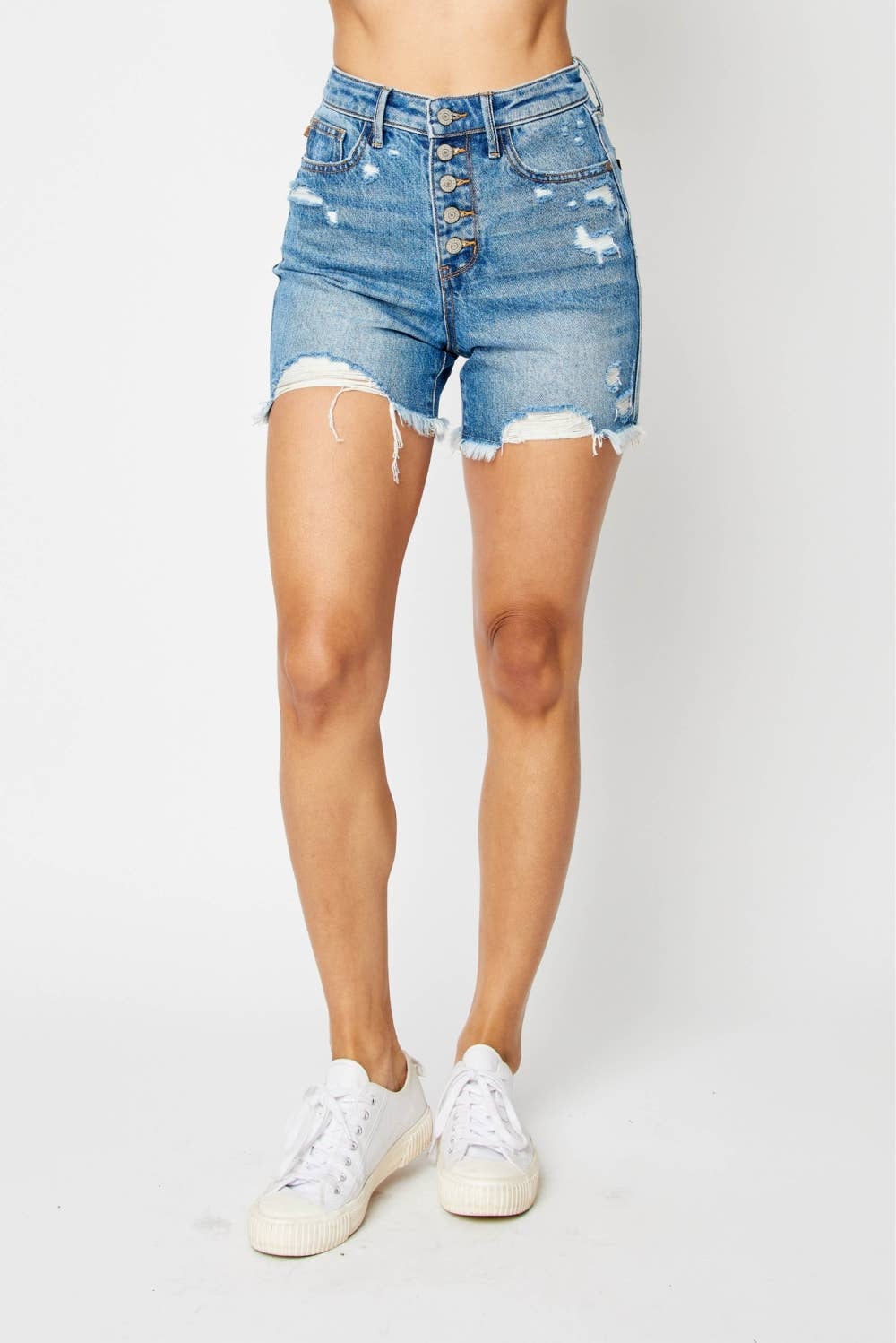 HW Rigid Magic Destroy & Btn Fly Cut Off Shorts (XL Only): MD / XL