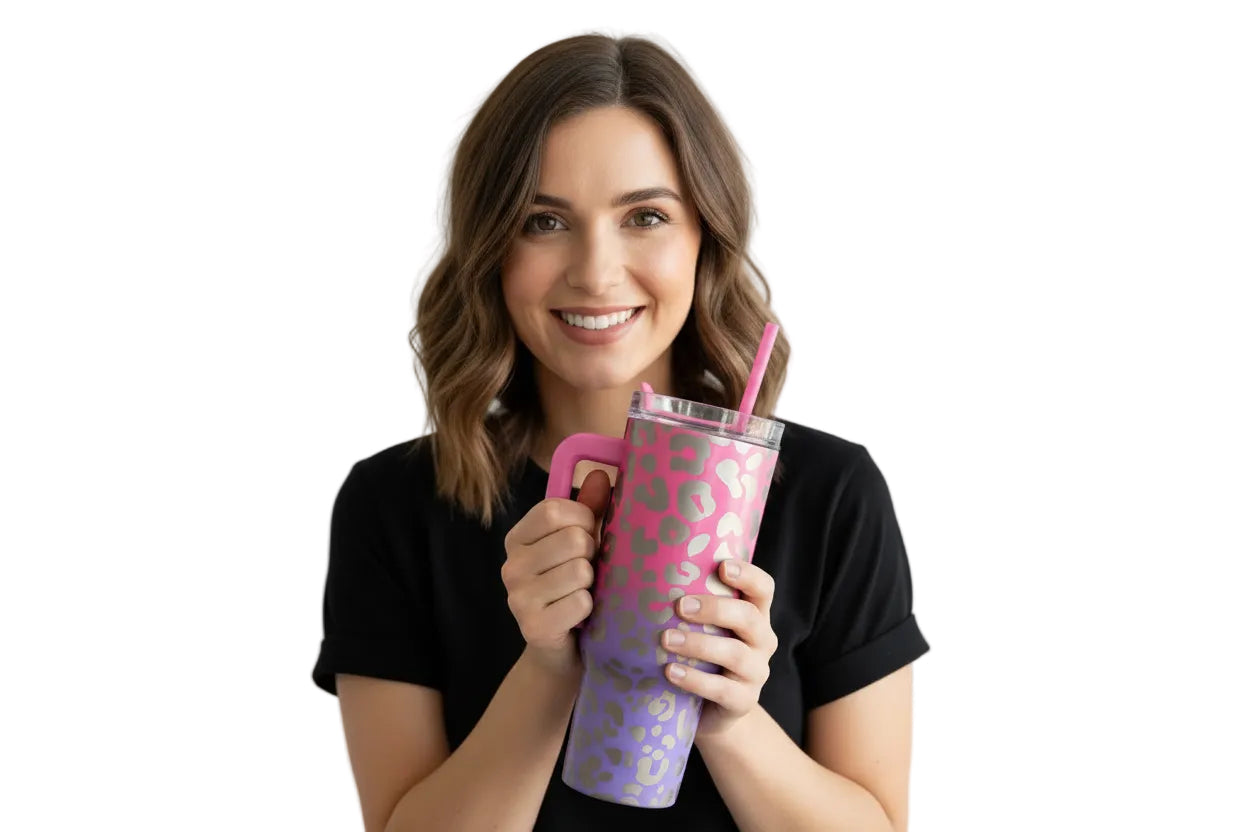 Pink Purple Cheetah Vibes Stainless Steel Tumbler