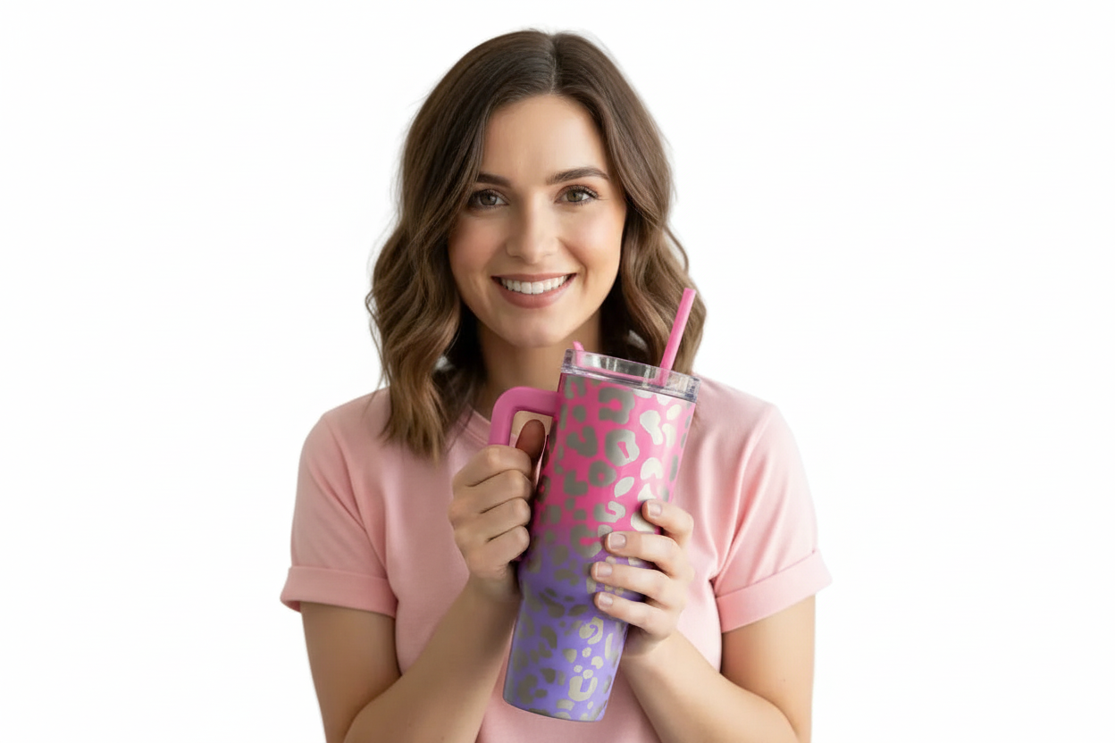 Pink Purple Cheetah Vibes Stainless Steel Tumbler
