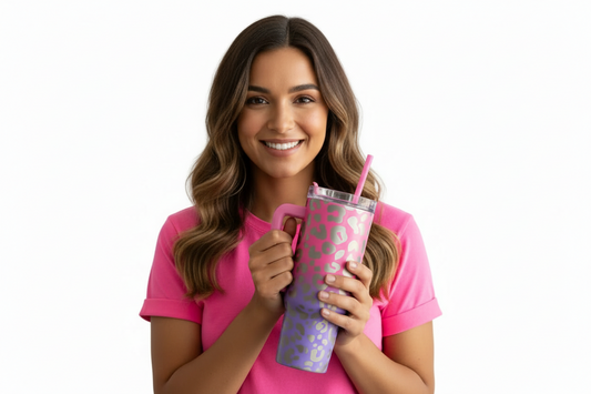 Pink Purple Cheetah Vibes Stainless Steel Tumbler