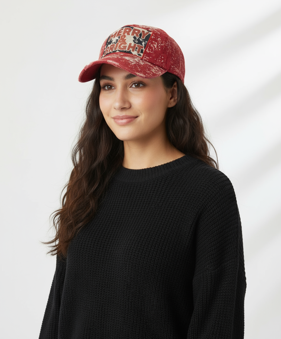 Merry and Bright Glitter Trucker Hat