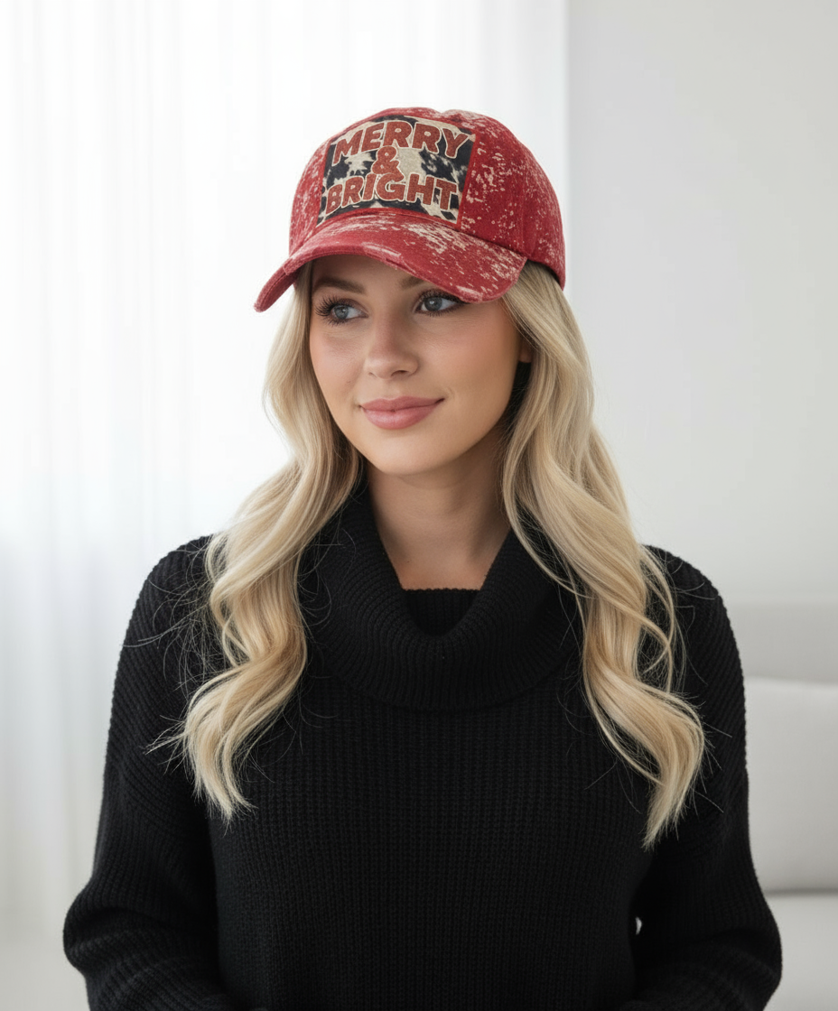 Merry and Bright Glitter Trucker Hat