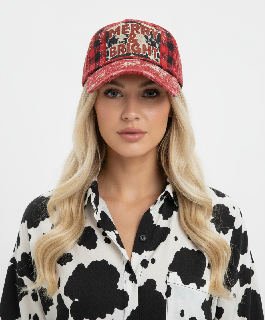 Merry and Bright Glitter Trucker Hat