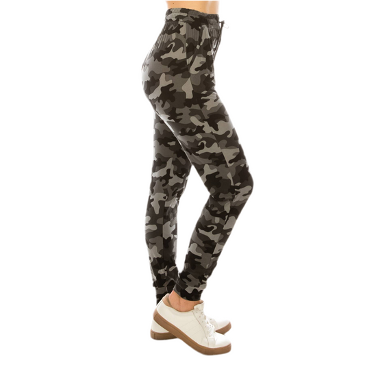 Camouflage Plus Size Joggers with Drawstring