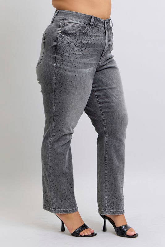 HW Rhinestone Straight: Gry / 14W