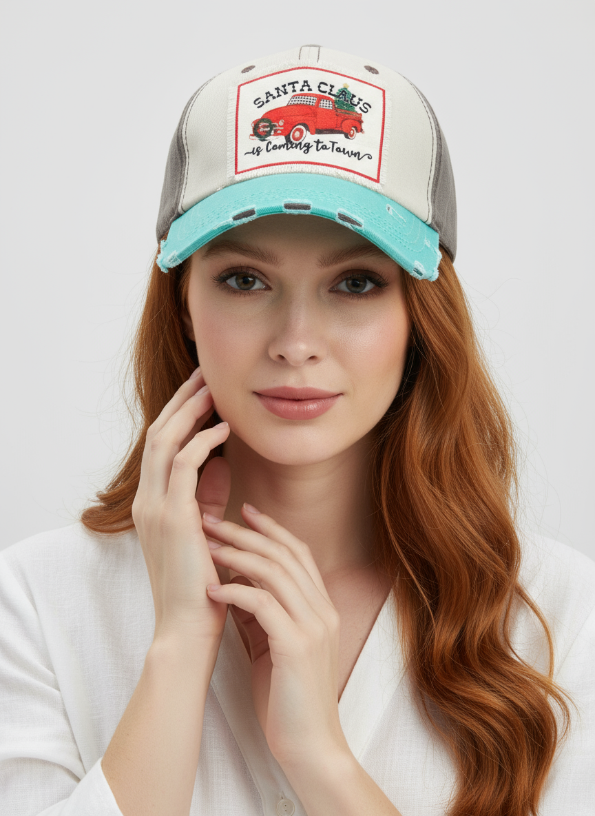 Red Truck Santa Claus Ballcap