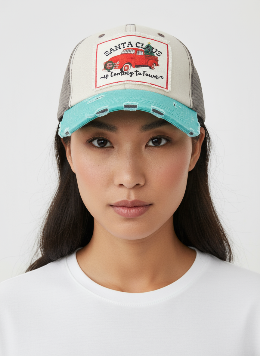 Red Truck Santa Claus Ballcap